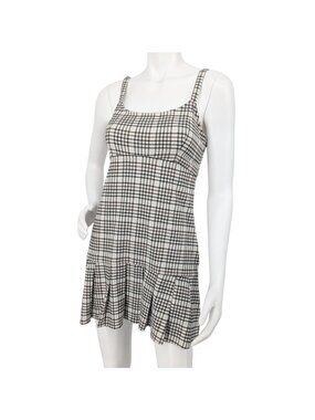 Hollister Plaid Babydoll Mini Dress Y2K Coquette Academia Smocked Back Small